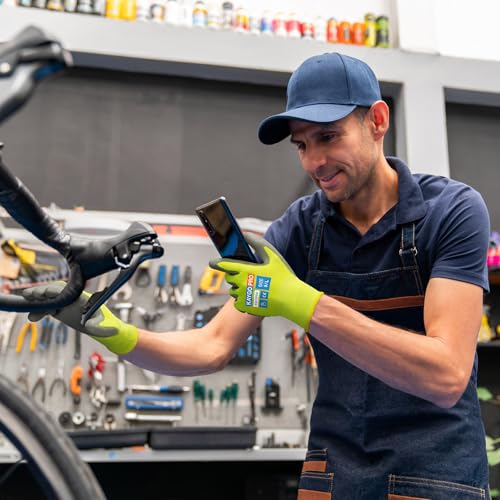 Image of KAYGO Safety Work Gloves, PU Coated, 2-Finger Touchscreen, KG11P | Breathable & Lightweight, Smooth Grip, 13-Gauge Seamless Knit, for Light Warehouse, Manufacturing, Gardening