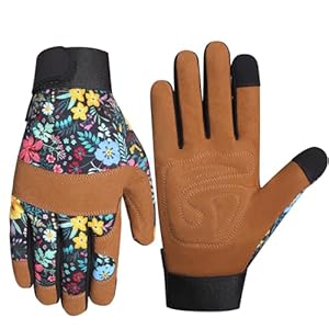 Gardening Gloves for Women, Garden Gloves Leather Breathable Garden Gloves for Women with Touch Screen