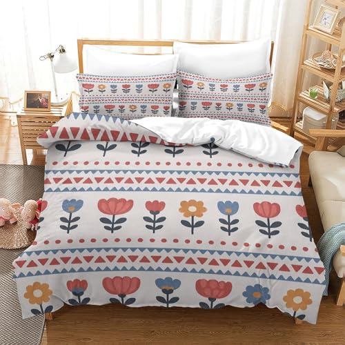 Parure de lit double 200x200 floral housse couette microfine douce