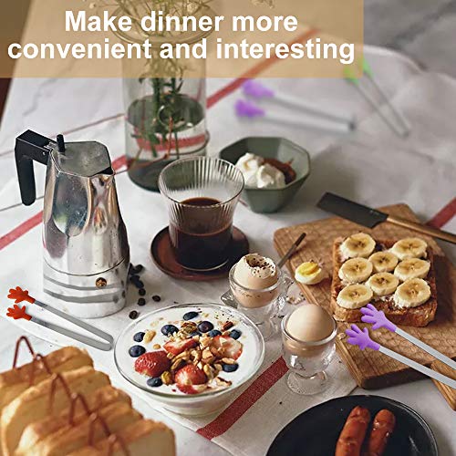 image for 6PCS Silicone Mini Tongs, 5Inch Hand Shape Food Tongs, Colourful Small
