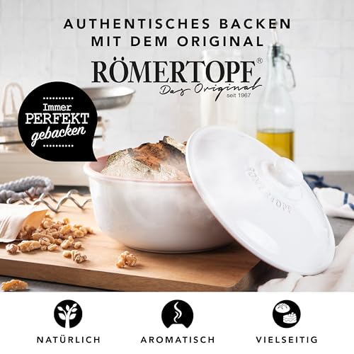 Romertopf Römertopf Brot-Back-Topf aus natürlichem Ton - 23 cm Ø – Brot Backen mit dem Original – für eine luftige Krume und knusprige Kruste – Bild 2
