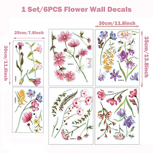 6 Pegatinas de Flores para Pared Juego de 6 Piezas miniatura 7