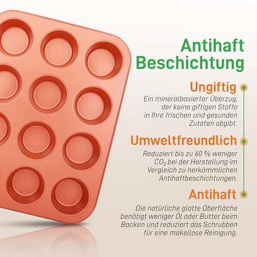 Nutrichef 10-teiliges Backform Set Antihaftbeschichtet, Springform Set Hitzebeständig, Spülmaschinengeeignet & Stapelbar, inkl. Muffinblech, Pizzablech, Springform & Co, Backset für den Backofen – Bild 5