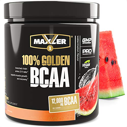 Maxler 100% Golden BCAA Powder - Intra & Post Workout Recovery Drink for Accelerated Muscle Recovery & Lean Muscle Growth - 6 g Vegan BCAAs Amino Acids - 30 Servings - Watermelon