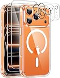 ivencase Magnetisch Schutzhülle Kompatibel mit iPhone 17 Pro Hülle für Mag Safe mit 2 Stück Kameraschutz und 2 Stück Schutzfolie PC Kratzresistente Rückseite Schutz Stoßfest Handyhülle - Klar