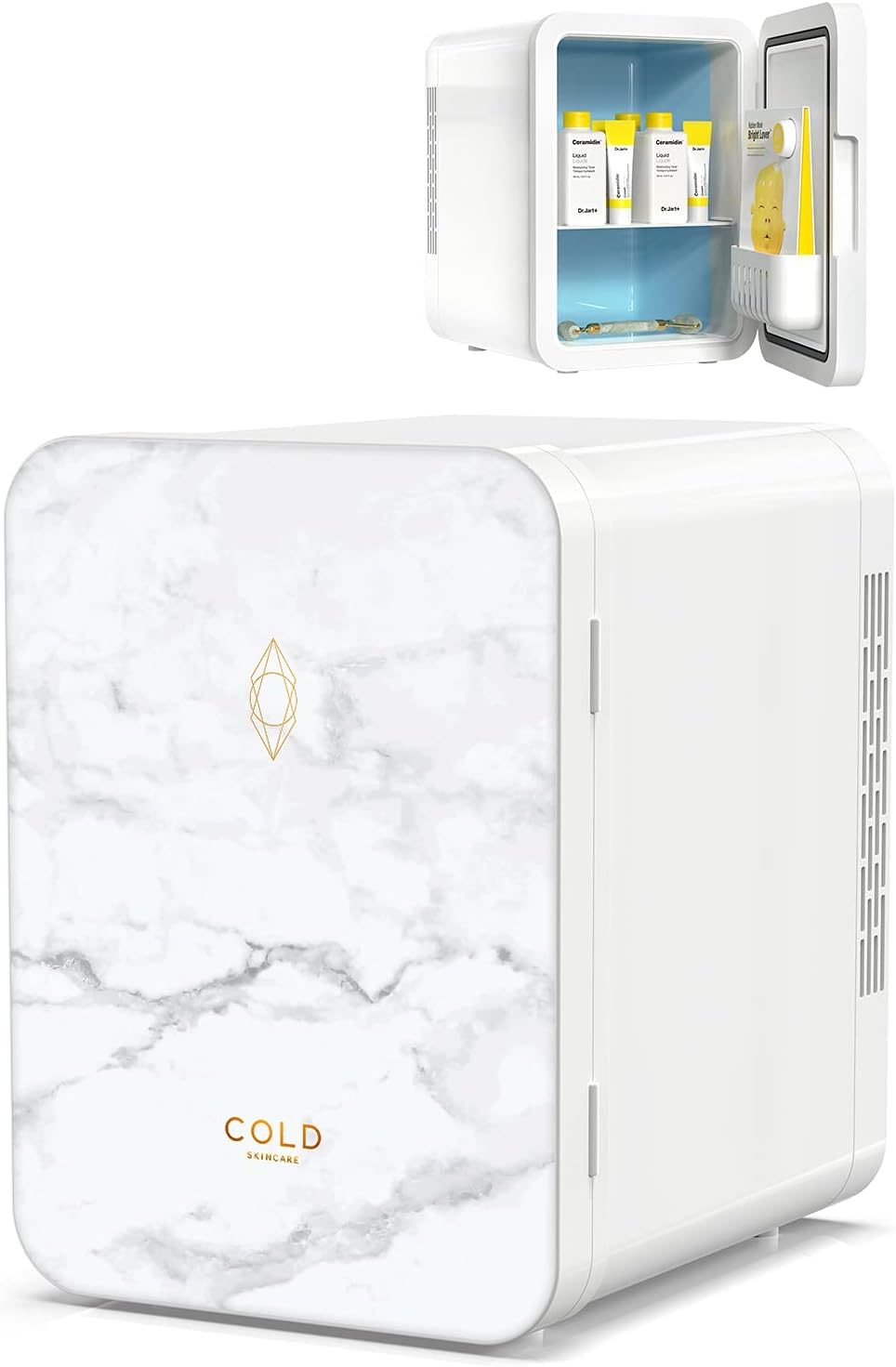 Mini Fridge - Small Fridge for Bedroom and Travel, Durable and Lightweight Cosmetic Refrigerator - Multifunctional Mini Fridge for Skin Care Beauty Makeup, 4L White Compact Refrigerator