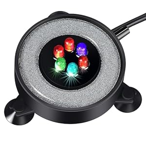 Aquarium Air Bubble LED Light Aquarium Air Stone Disk Kit Fish Tank Air Bubbler Decoration 6 Color Auto Changing (Pump not Included)