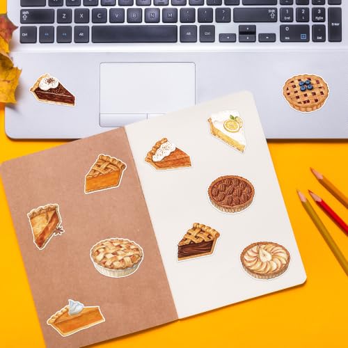 Image of Thanksgiving Pie Sticker for Laptop Water Bottle Scrapbook Gift | Autumn Thanksgiving Watercolor Waterproof Pie Easy Peel Sticker Roll for Scrapbooking Gift Wrapping Holiday Decor Kids Crafts