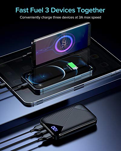 EAFU Powerbank mit LED Display 10000 mAh, Duale 3A Hochgeschwindigkeit Power Bank, Ladegerät USB-C Eingang Externer Akku Batterie für Handy iPhone 11 X 8 iPad Airpods Samsung S10 S9 Huawei Xiaomi – Bild 3