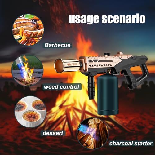 Image of Propane Torch Gun-Powerful Grill Torch Gun, Kitchen Torch Gun with Adjustable Flame, Flamethrower, High Power Cooking Torch for BBQ, Baking, Campfire, Welding (Propane Tank Not Included)