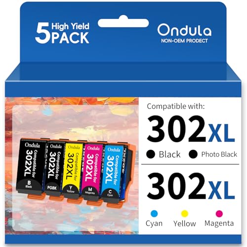 Cartuchos de tinta 302XL 302 de repuesto para cartuchos de tinta Epson 302 XL T302XL T302, funciona con Expression Premium XP-6000 XP-6100 XP6000 XP6100 (negro, cian, magenta, amarillo, negro