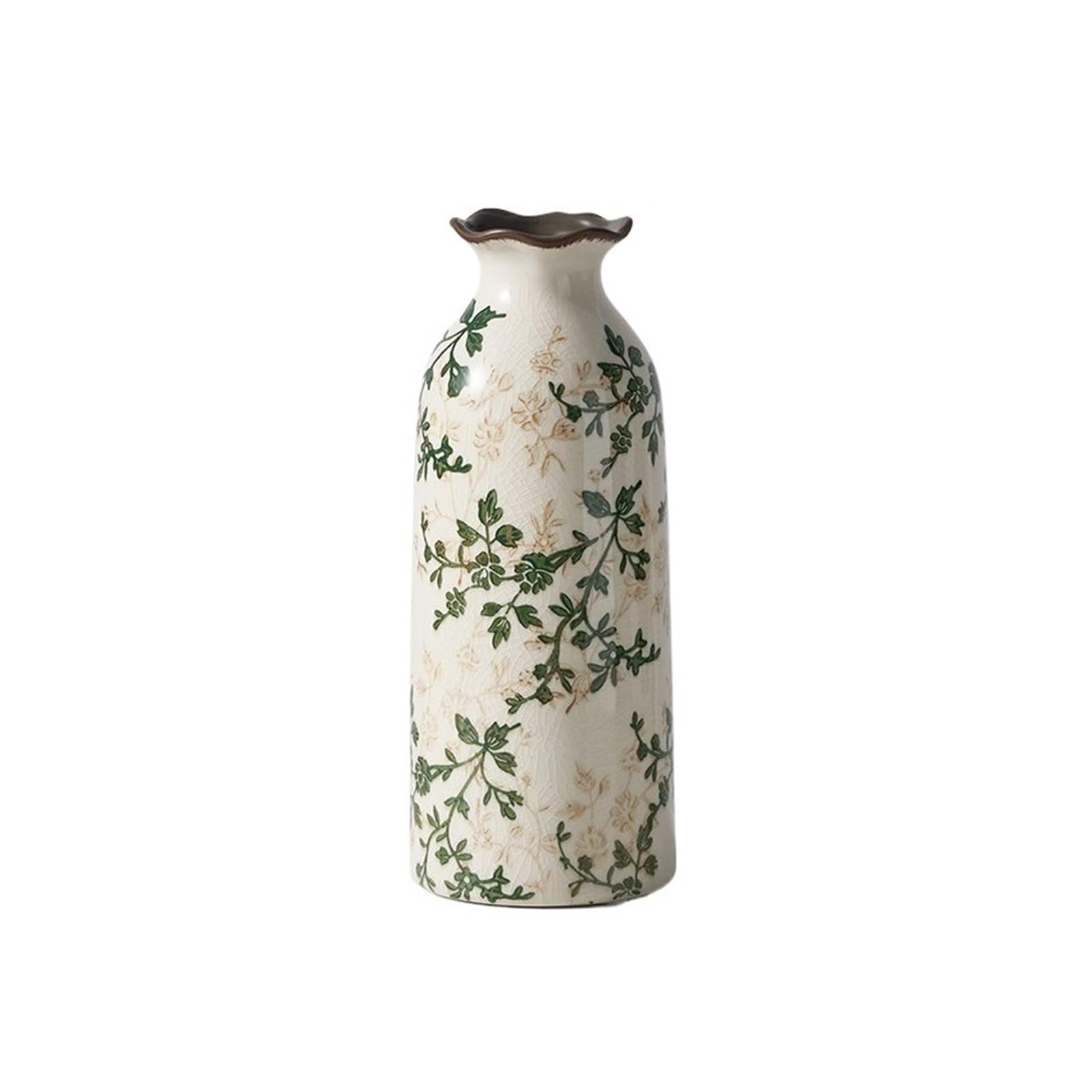 Ensemble de vases en céramique à Fleurs Vertes, Vases décoratifs glaçure craquelée for Salon, Chambre Coucher, Bureau Décoration d'intérieur(Grand)