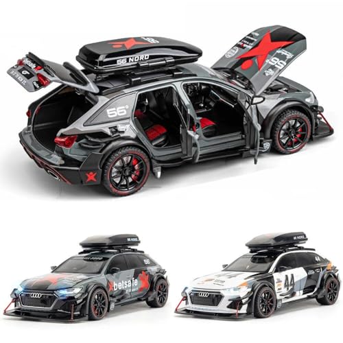 Image of TOYRENTTO 1:24 A*U*D*I RS6 Diecast Car Toy - 6 Openable Doors, Lights, Sound & Music, Roof Box & Racing Design for Kids & Collectors(Colour AS PER Stock)