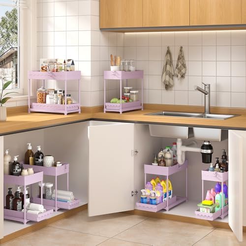 3 Pack Under Sink Organizers, 2-Tier Multi-Use Kitchen