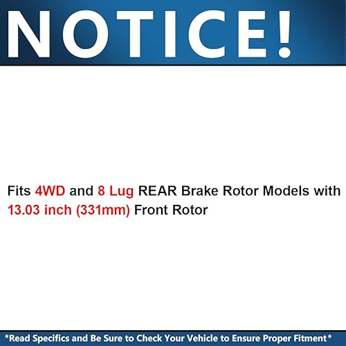 Miniatura 3 de Detroit Axle - Rotores de freno delantero y trasero 4WD de 13.03 pulgadas con kit de pastillas de cerámica de repuesto para Ford Excursion