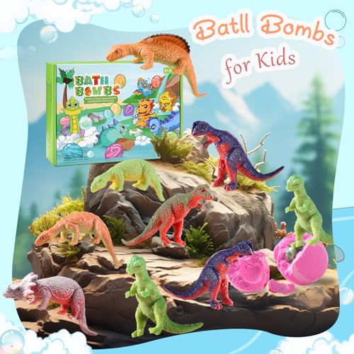 MeCids Bath Bombs for Kids with Surprise Toy Inside, 9 Pack Dino Egg Organic Bath Bomb with Dinosaur Toys, Bubble Bath Bombs Ball Kit for Kids Birthday Easter Toy Gifts - Image 7