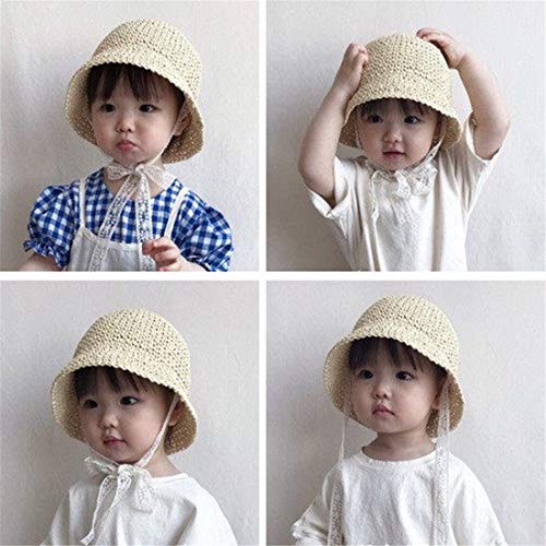 Handmade Crochet Kids Lace Straw Hat Summer Outdoor Sun Protective Fisherman Hat Bucket Cap2