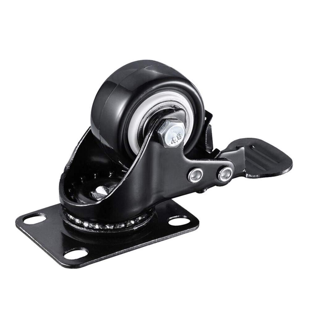 Koła, 4 × 2 cale 50 mm z hamulcem Stała płyta Uniwersalny obrotowy cichy wózek Łóżeczko dziecięce - 200 KG(4 Brakes)