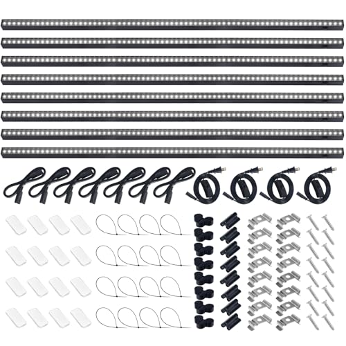 Image of Barrina T5 Plant Lights for Indoor Growing, 3FT 128W (8 X 16W) Led Grow Light with Magnetic Design, Full Spectrum Grow Light Strip with Black Cover, Plug and Play, 5000K, 8 Packs