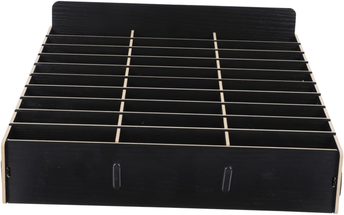 Box Locker Organizer Cell Phone Holder Office Shelf Phone Organizer Pencil Wood Desktop Bins Compartment Wooden Black Multi-grid Wooden Box 1pc