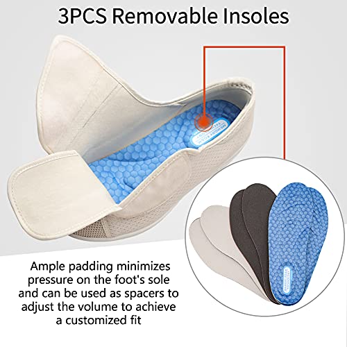 Men's Diabetic Shoes Extra Wide Width Easy On & Off Walking Sneakers with Air Cushion & Breathable Mesh, Support for Elderly Men, Swollen Feet, Edema, Plantar Fasciitis Black3