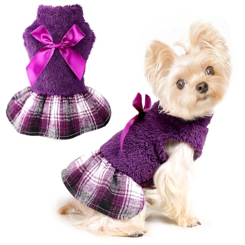 Dog-Dresses-Dog-Dress-Winter-Dog-Clothes-for-Small-Dogs-Girl-Boy-Dog-Sweaters-Dresses-Fall-Dog-Coat-Clothes-for-Chihuahua-Yorkie-Teacup-Cat-Apparel-Outfits-Dog-Christmas-Outfit-Medium-Plaid-Purple