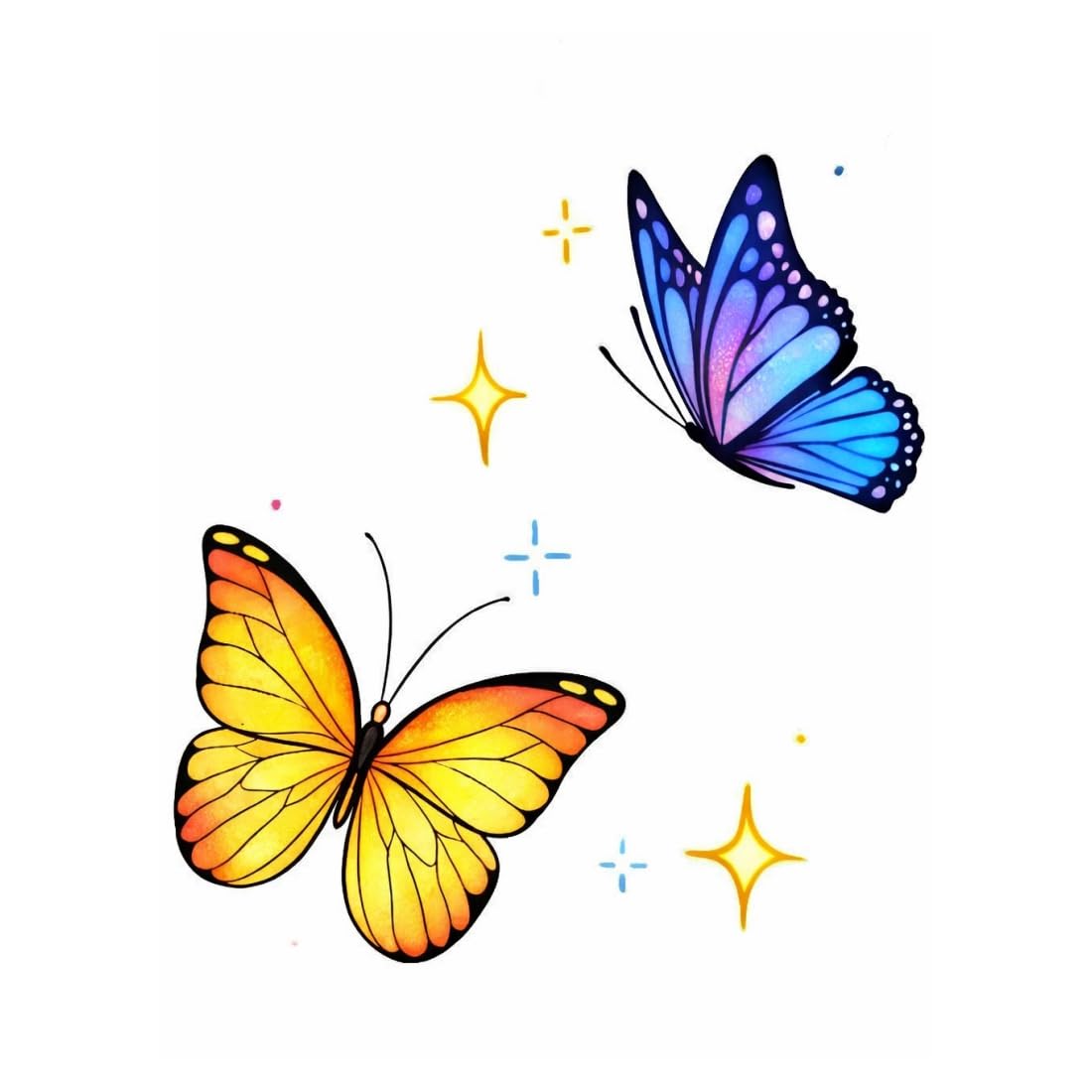 Butterfly Yellow With Blue Pink Art Temporary Tattoo Sticker For Women & Men Body Tattoo Art-image-39
