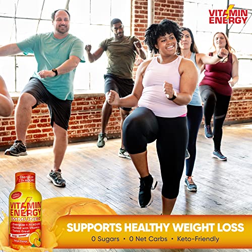 Vitamin Energy Immune+ Energy Drink Shots | Natural Nutrients To Energize & Support Immune System | Sugar- & Carb-Free | Immunity Formula | Up To 7+ Hours | Tango Orange - 1.93 Fl Oz - Pack Of 12 #TOP5