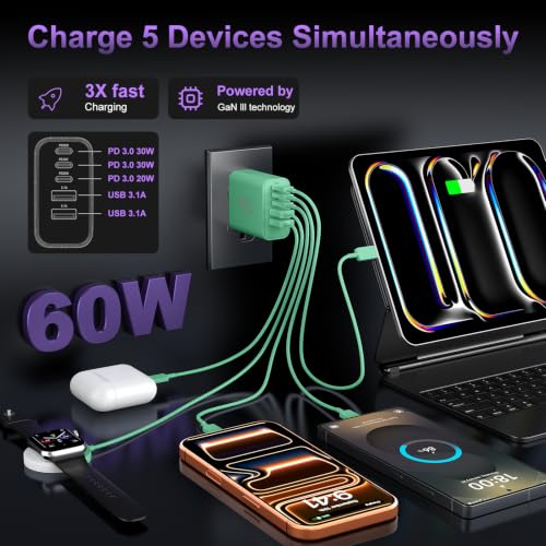 Image of USB C Charger Block Fast Charging, 60W Phone Charger USBC Wall Plug Adapter