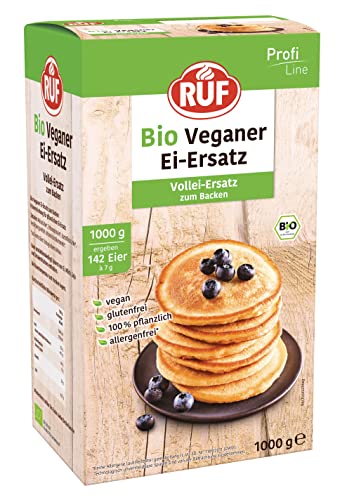 RUF Bio Veganer Ei-Ersatz Vorratspackung, 100% pflanzlicher Vollei-Ersatz,zum Backen,für Desserts,zum Panieren,für vegane Mayonnaise, 1 kg Großpackung