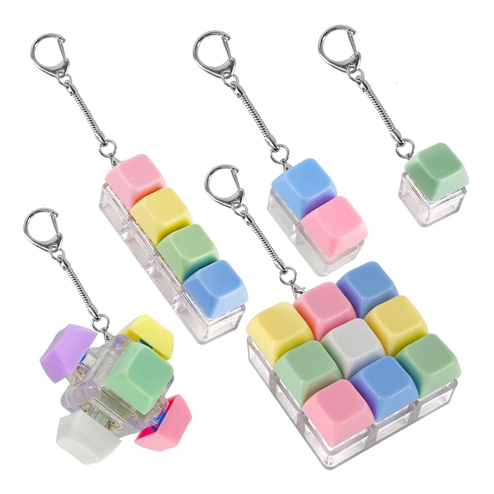 Vjsujehgy Silent Clicking Fidget Toy-Keyboard Stress Relief for Adults, Portable Sensory Anxiety Relief Keychain