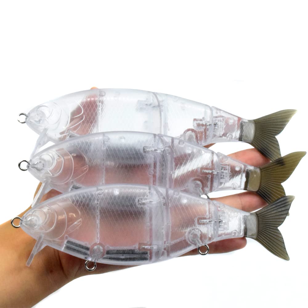 HUFFA Topwater Wobbler Swimbait Leurre De Pêche 18.5 cm 60g 3 Segment Non Peint Articulé Appât Blanc Shad Flotteur Métal Lien Doux Queue