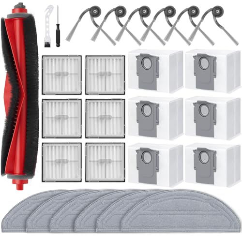 Image of Q10 S5 Replacement Parts Accessories for Roborock Q10 S5+, Q10 X5+ Series Robot Vacuum Kit, 1 Main Brush, 6 Hepa Filter, 6 Mop Pads, 6 Side Brush, 6 Dust Bags,1 Screwdriver, 1 Clean Tool