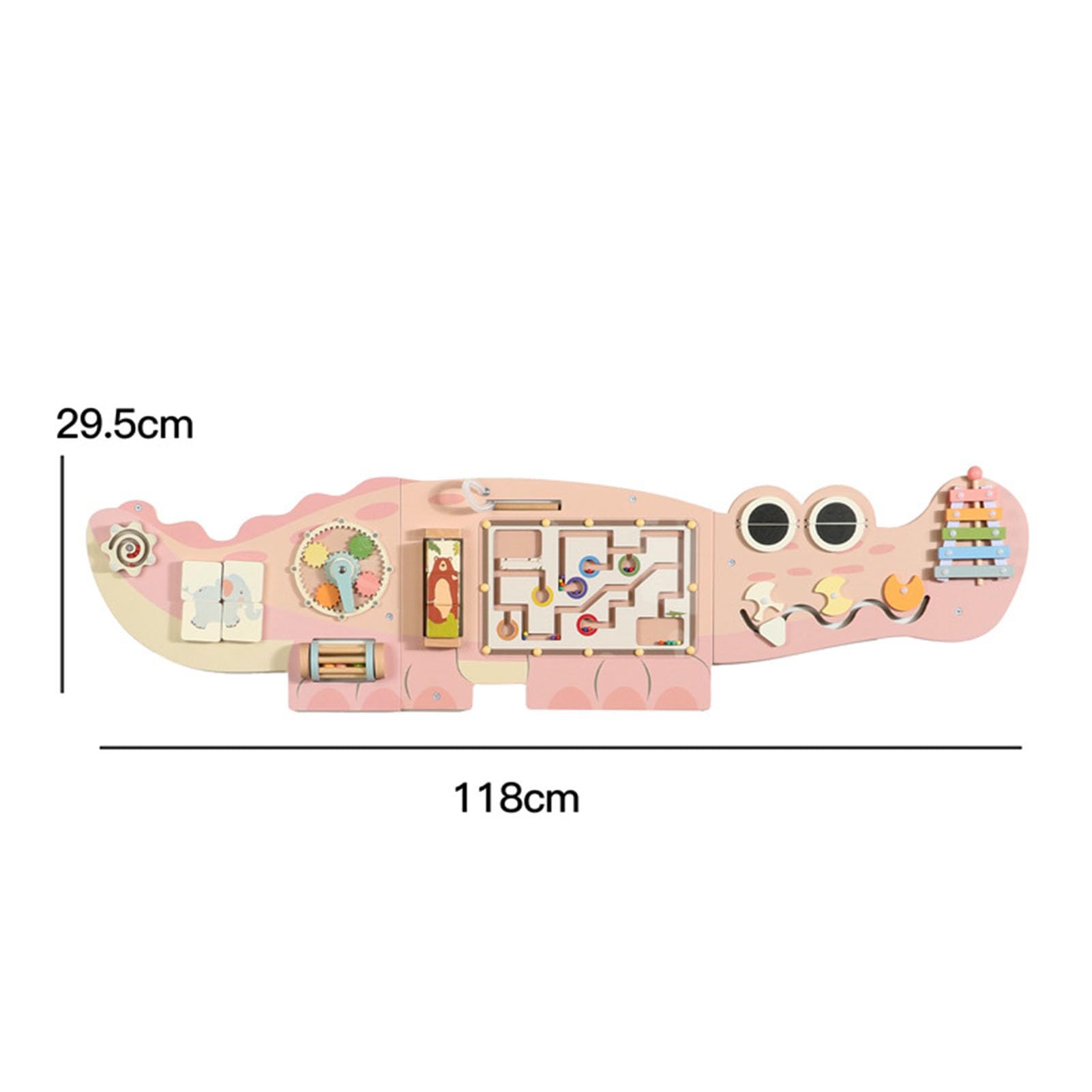 Pannello Attività da Muro per Bambini con Coccodrillo Sensoriale in Legno