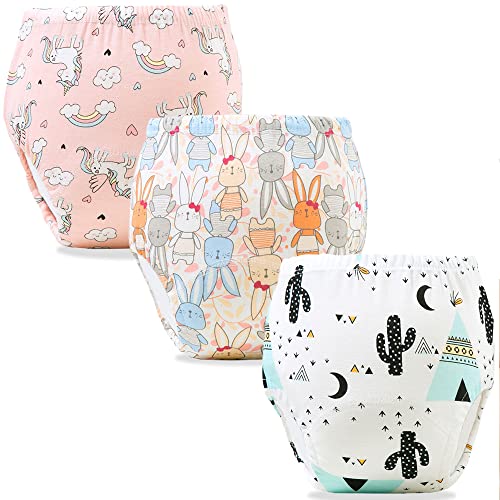 Image of Bembika Baby Training Pant Soft Cotton Reusable Potty Training Pants For Kids Leak-Resistant, Padded Underwear For Babies To Support Diaper Free Transition (L Size For 18-24 Months Pack Of 3)