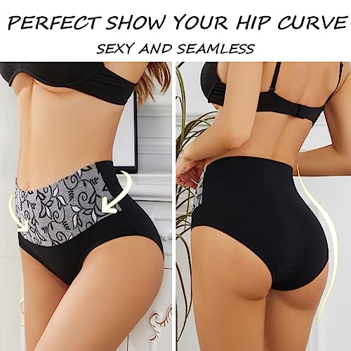 Womens Underwear Cotton Tummy Control High Waisted Underwear Soft Breathable Full Coverage Panties Multipack4