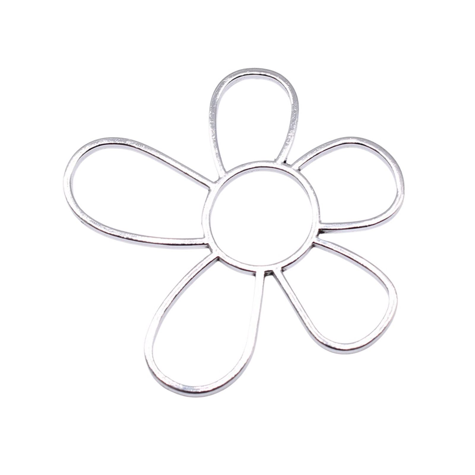 Fromceo Silver Hollow Flower Pendant Charms For Jewelry Making Necklace Earrings Jewelry Accessories Charms Flower Pendants Pendants Earrings For Making/Necklaces/Clothes Necklaces Without Chain