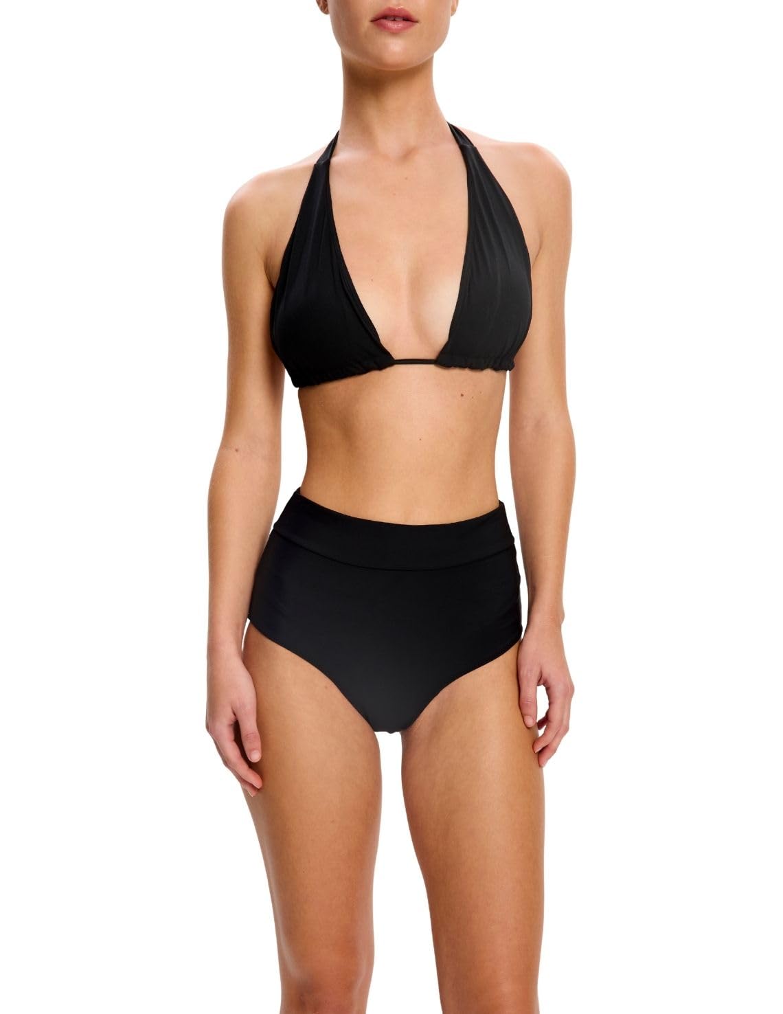 Modibodi Traje de baño Bikini de cintura alta reciclado Flujo ligero a medio - Ropa interior de protección menstrual para mujer - Medias de bikini - Bragas menstruales discretas negras