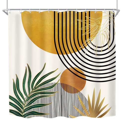 Mid Century Boho Abstract Modern Sun Minimalist Bathroom Shower Curtain Set by KOMLLEX - Used condition - Image 8