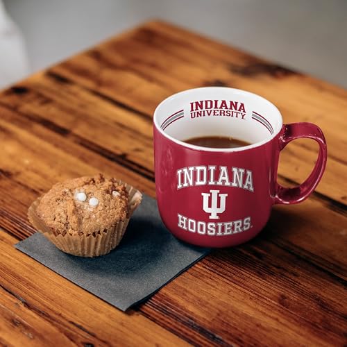 Image of Logo Brands NCAA Indiana Hoosiers 15oz Stripe Mug - Team Logo, Inside Print, Standard Handle, Microwave & Dishwasher Safe