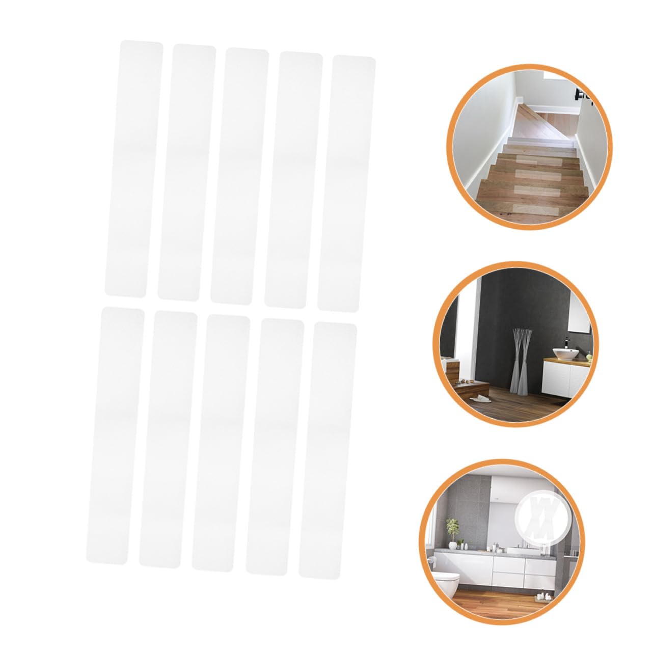 ARTIBETTER Tiras Antideslizantes para Escaleras y Suelo, Pegatinas Transparentes de Peva 15x61 Cm 10 Piezas, Cinta de Seguridad para Ducha y Bañera, Antideslizante para Suelos Lisos