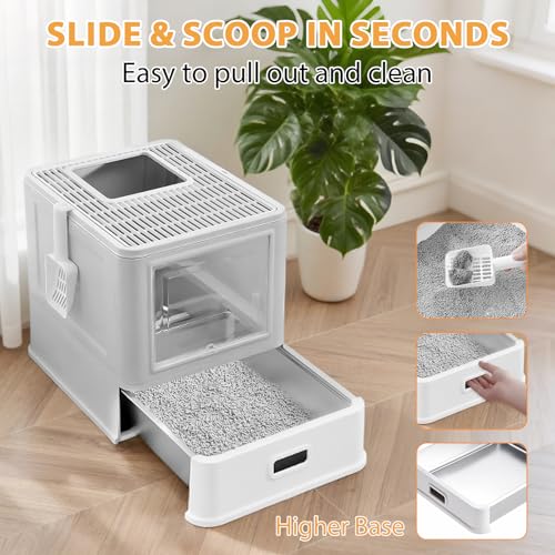 Bac à litière recouvert de métal Homegroove durable gris