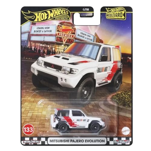 Image of Hot Wheels Boulevard Mitsubishi Pajero Evolution Premium 1:64 Scale Sports Car, Full Metal Body Construction & Real Riders Tires, Toy for Collectors & Car Enthusiasts