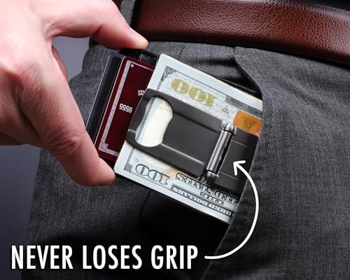 Munich Gunmetal Gray MoneyClamp® with Leather Wallet, The Only Money Clip that Never Loses Its Grip, Forever Warranty2