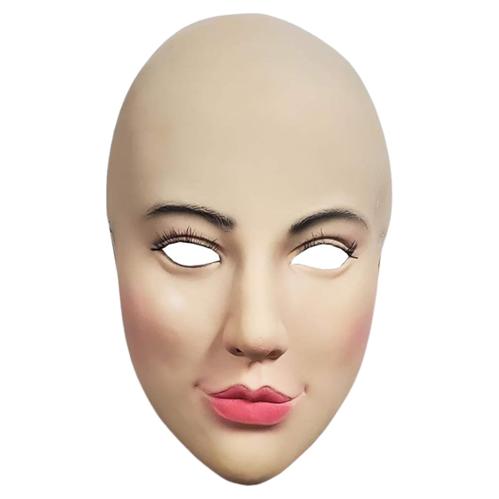 Pesoncarl Silicone Mask, Realistic Female Mask with Makeup On Halloween Elastic Headband Female Mask Latex Halloween Mask for Cosplay Costume Party Prank