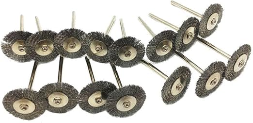 15 Pcs T Shape Stainless Steel Wire Brushes Wheel 1/8'' Mandrel Rust Removed Polishing Wheel for Dremel Rotary Tool