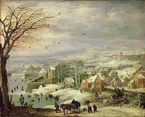 Paysage de village en hiver Joos De Momper affiche impression déco murale 60x90