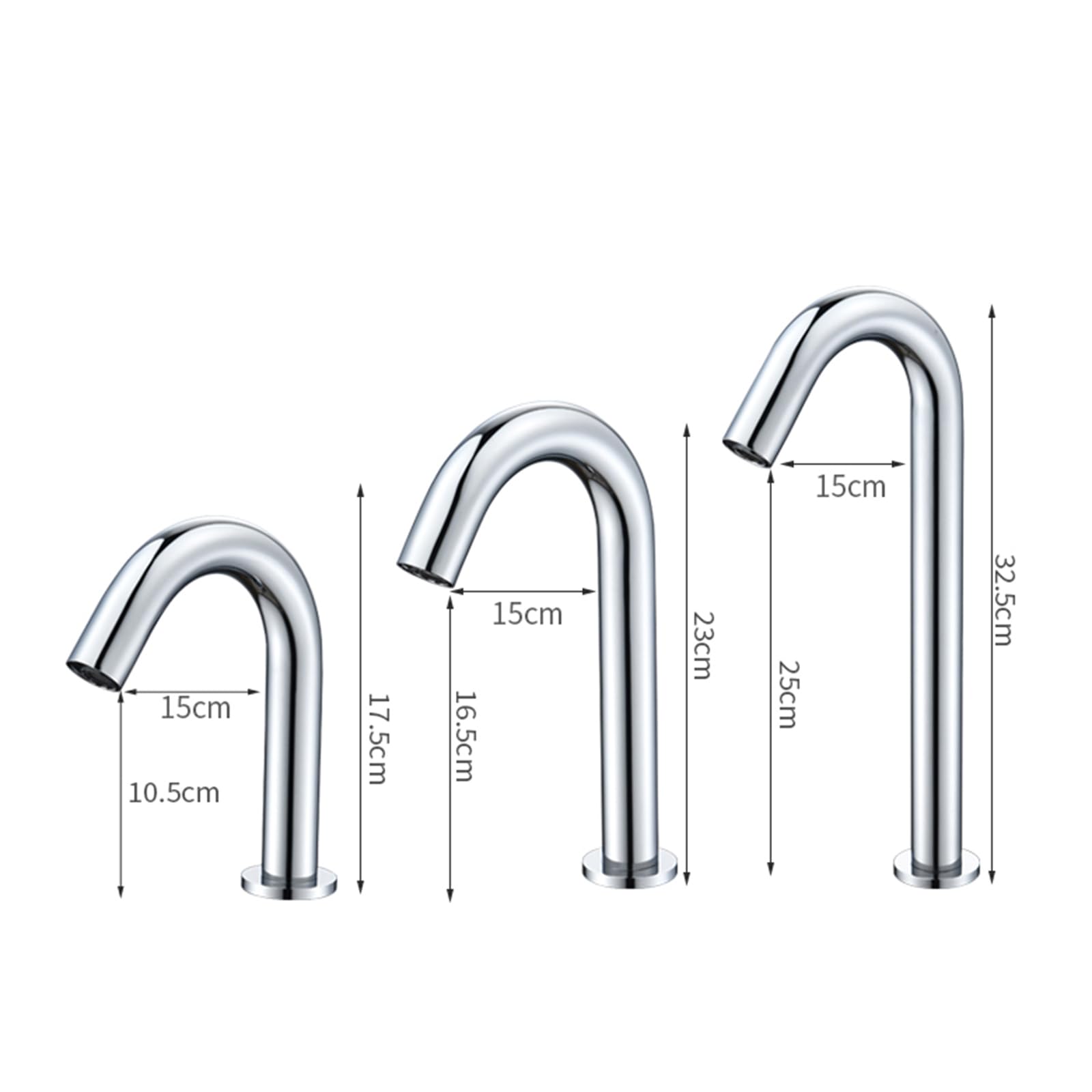 XJTNLB Grifo Lavabo Sensor Automático Grifo Automatico Baño Caño Cuello de Cisne Griferia Baño Agua Fría y Caliente,Oro,Alto