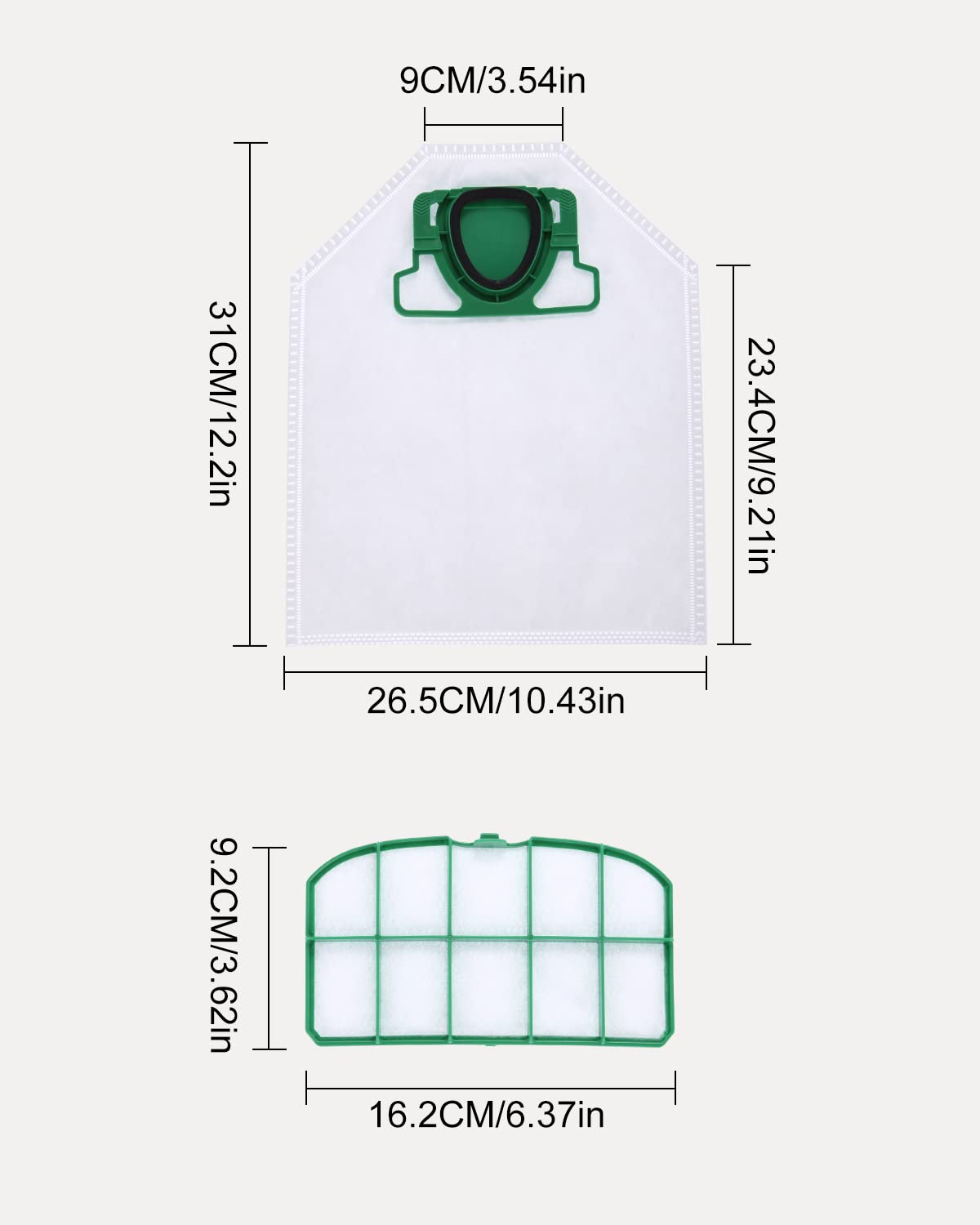 10 VK200 Staubsaugerbeutel für Vorwerk Kobold VK200 FP200 Filte, Premium Allergiker geeignet, Austauschbarer Staubbeutel, Mit 2 HEPA-Filtern