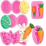 5Pcs Easter Fondant Molds Egg Silicone Candy Molds Set Bunny Silicone Mold Easter Egg Silicone Molds...